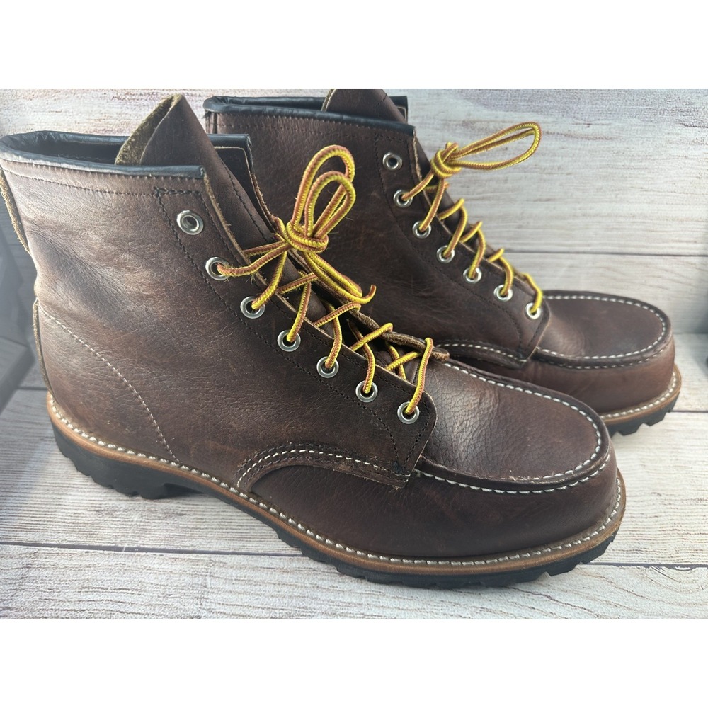 Red Wing Shoes Men's Brown 8146 Moc Toe Lace Up Leather Work Boots Size 11.5 EE